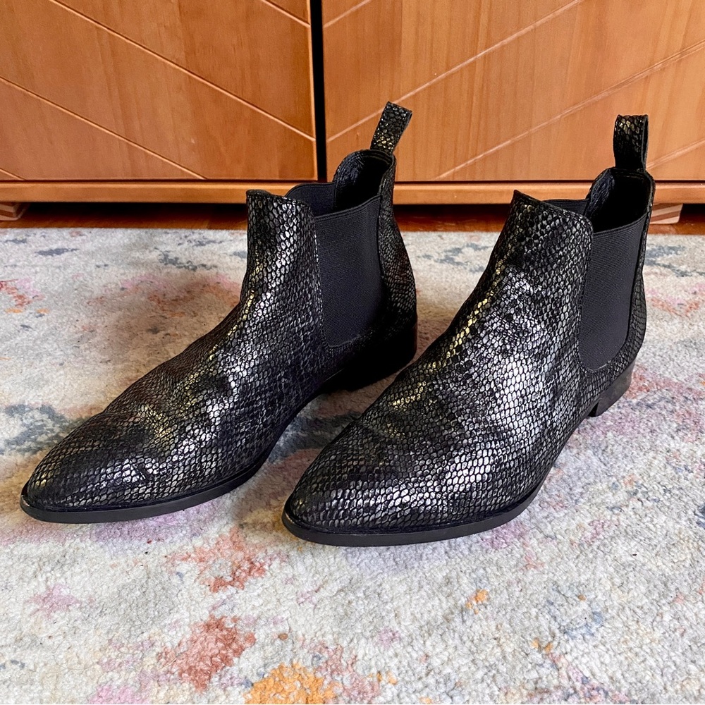 DNA vegan black metallic booties